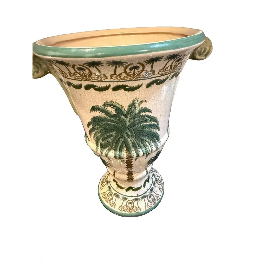 Palm Tree Beach Regency Ceramic Grand Display Tropical Vase 10